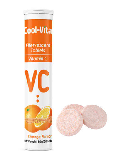 Round Vitamin C 1000mg Effervescent Tablets , Private Label Vitamin C Fizzy Tablets
